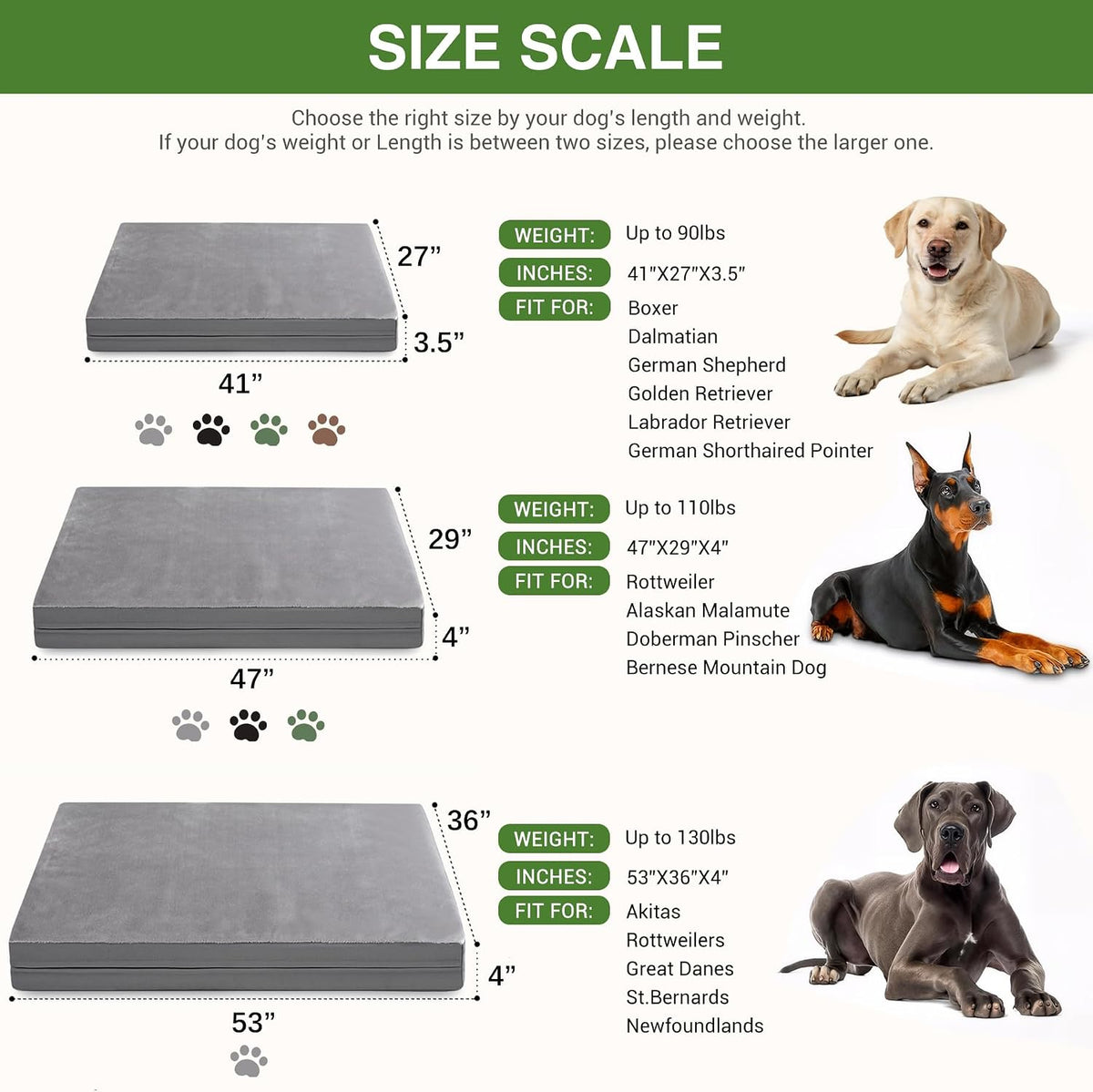Waterproof XL Dog Beds Large Outdoor Washable Foam Crate Pad 42" Anti-Slip