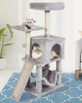Cut Cat Tree Cat Tower Condo with Hammock Kittens Scratching Post Grey