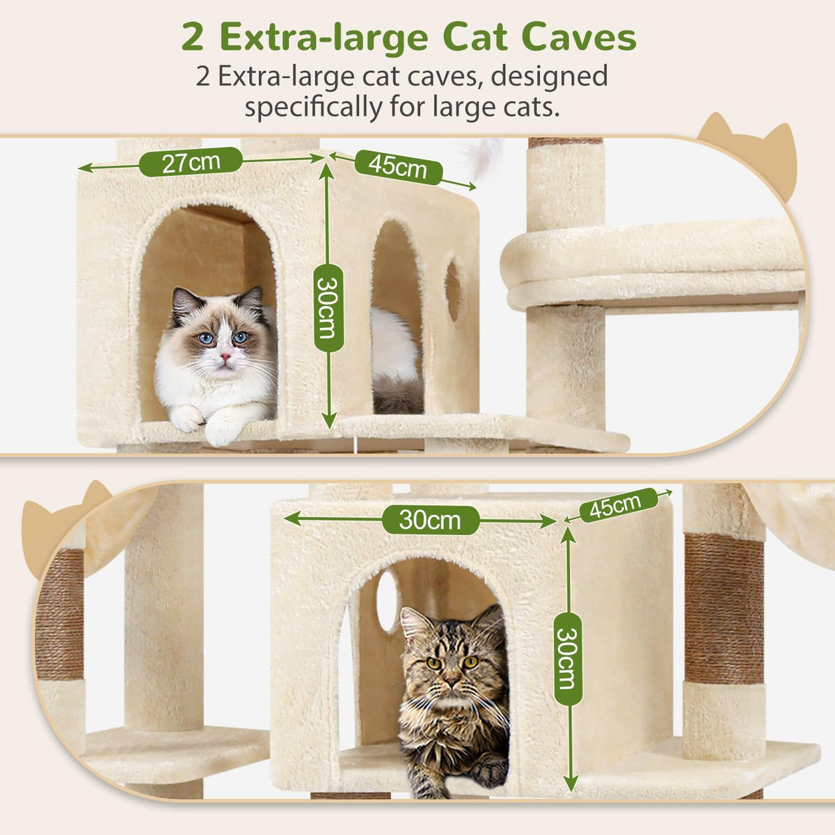 Globlazer 74in Large Sturdy Cat Tree for Large Cats, F74F, Beige