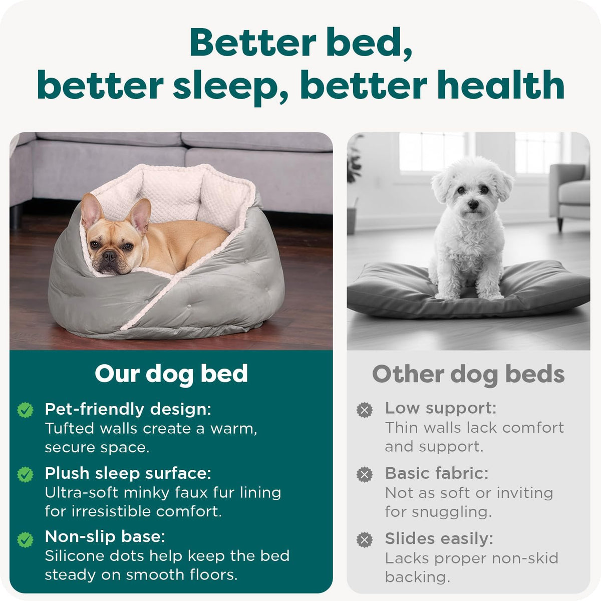 Furhaven 24" Round Pet Bed for Indoor Cats & Medium/Small Dogs, 100% Washable, For Pets Up to 35 lbs - Minky Plush & Velvet Hug Bed - Silver Gray, 24-inch