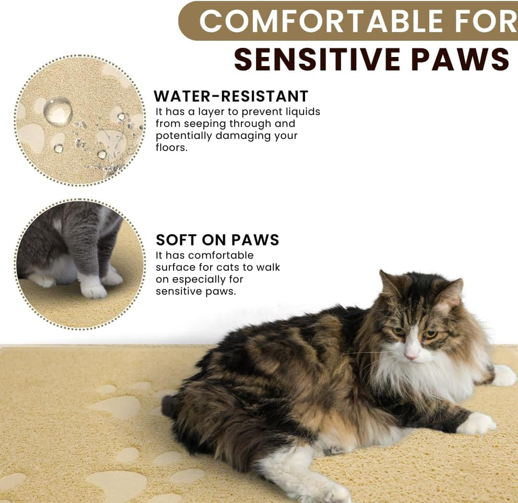 Andalus Jumbo Cat Litter Mat, Pack of 1 - Waterproof, Non-Slip & Easy to Clean Cat Litter Box Mat for Extra Efficient Pet Litter-Trapping, Beige (47” X 35”)