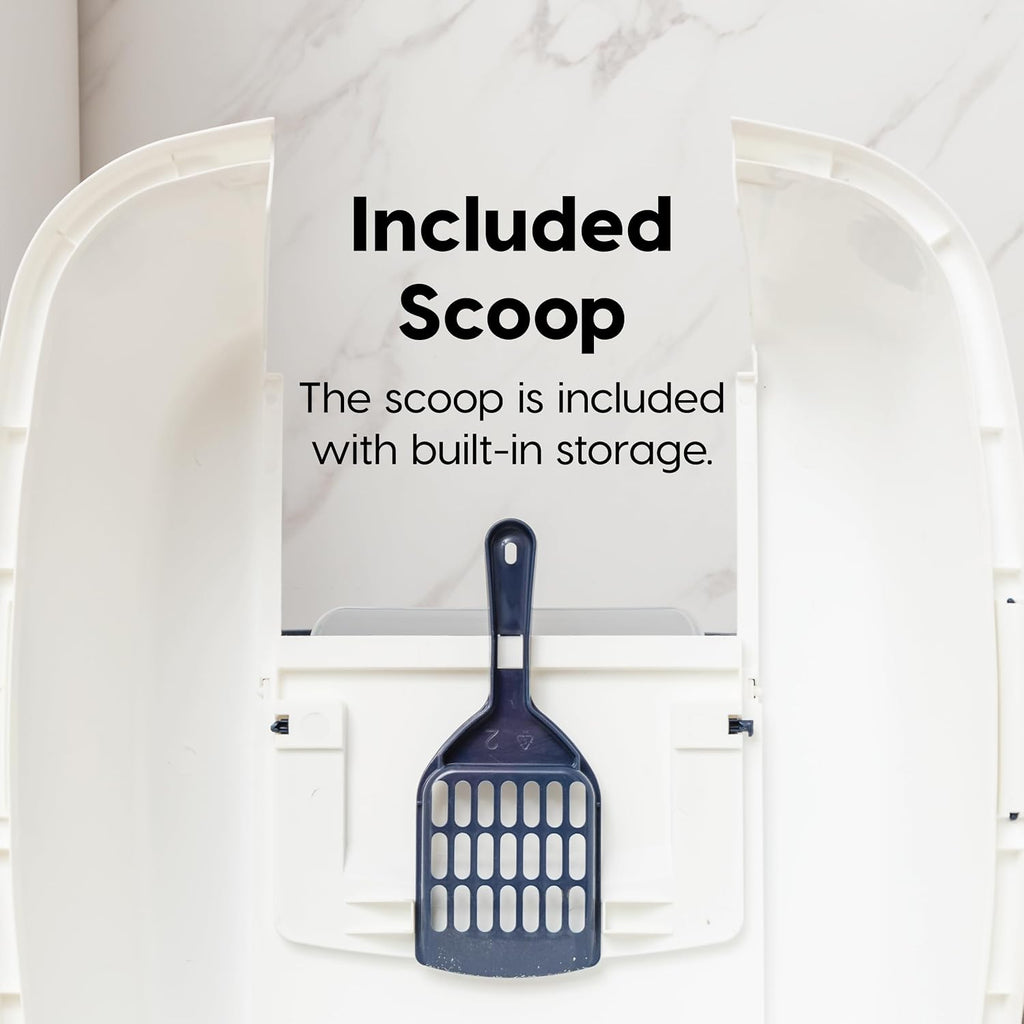 IRIS USA Large Front Door Cat Litter Box, Walk-in Entry, Navy | Nervous Cats, Private Enclosure Design, Covered Walk-Through, Flip Door Access, Privacy Hood, Contained Environment