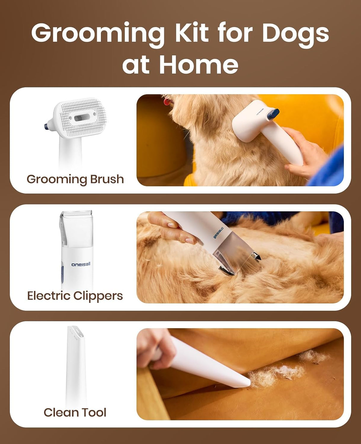 oneisall Dog Grooming Vacuum with Clippers & 4 Tools