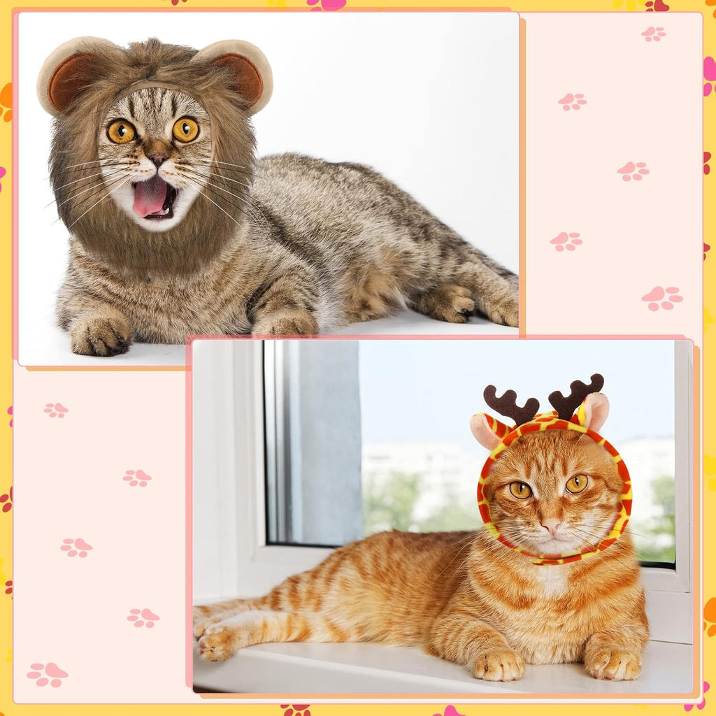 Weewooday 5 Pcs Cat Hat, Rabbit, Lion, Leopard, Tiger, Giraffe