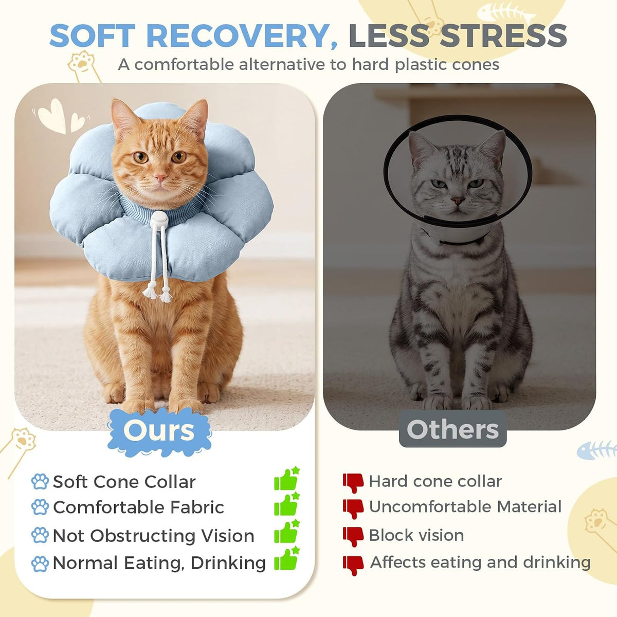 Avont Soft Cat Cone S Grayishblue Post-Surgery Anti-Lick Adjustable