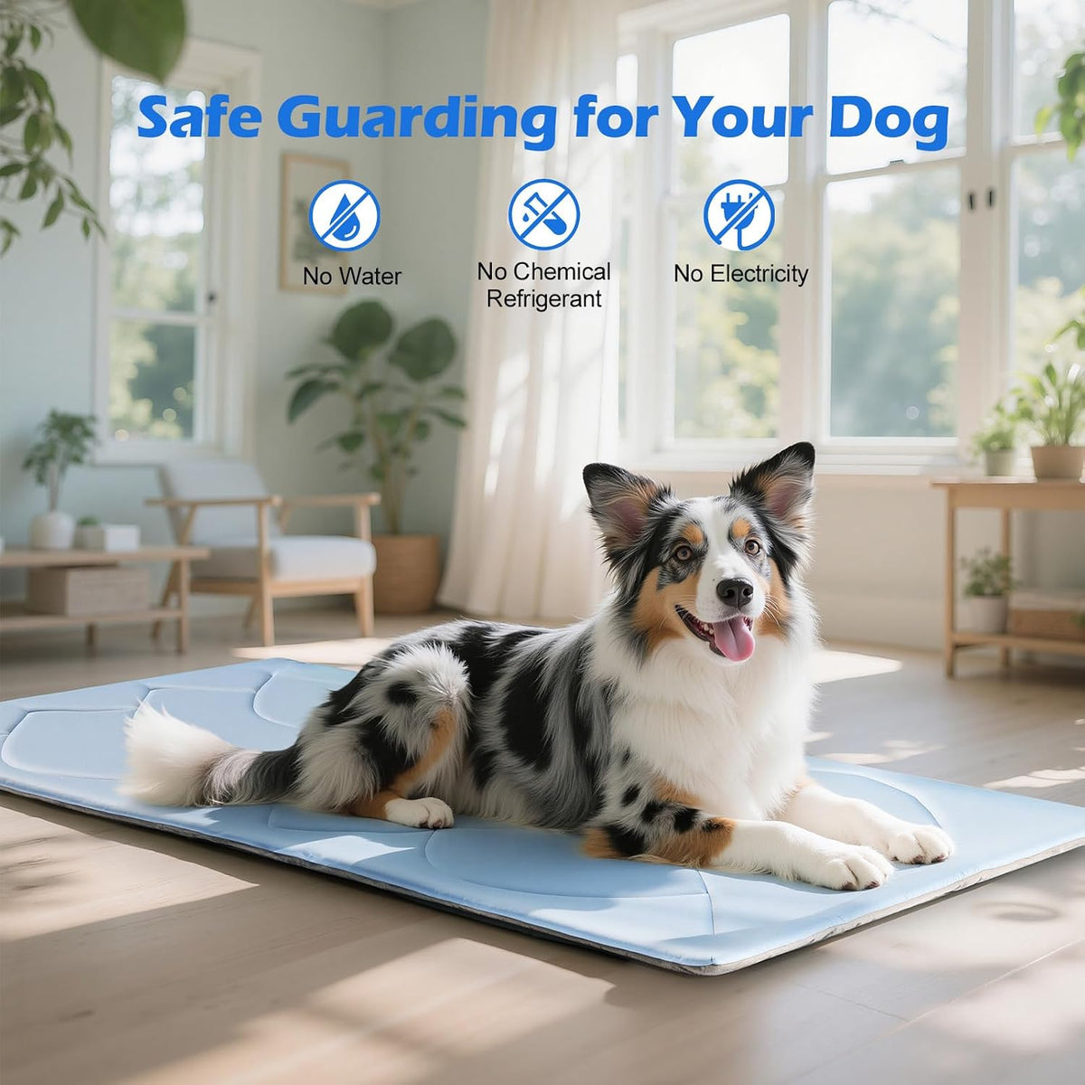 Q-Max>0.4 Dog Cooling Mat (Cool&Warm), 59''×40'', XL, Blue+Grey