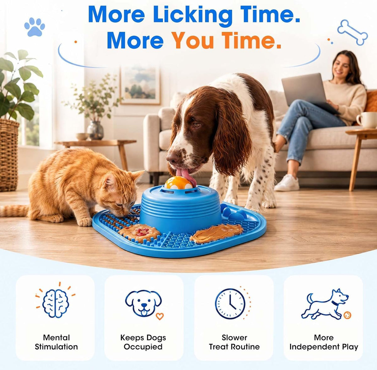VIOWEY 3-in-1 Dog Slow Feeder Bowl, 10-Inch Removable Large Non-Slip Feeder