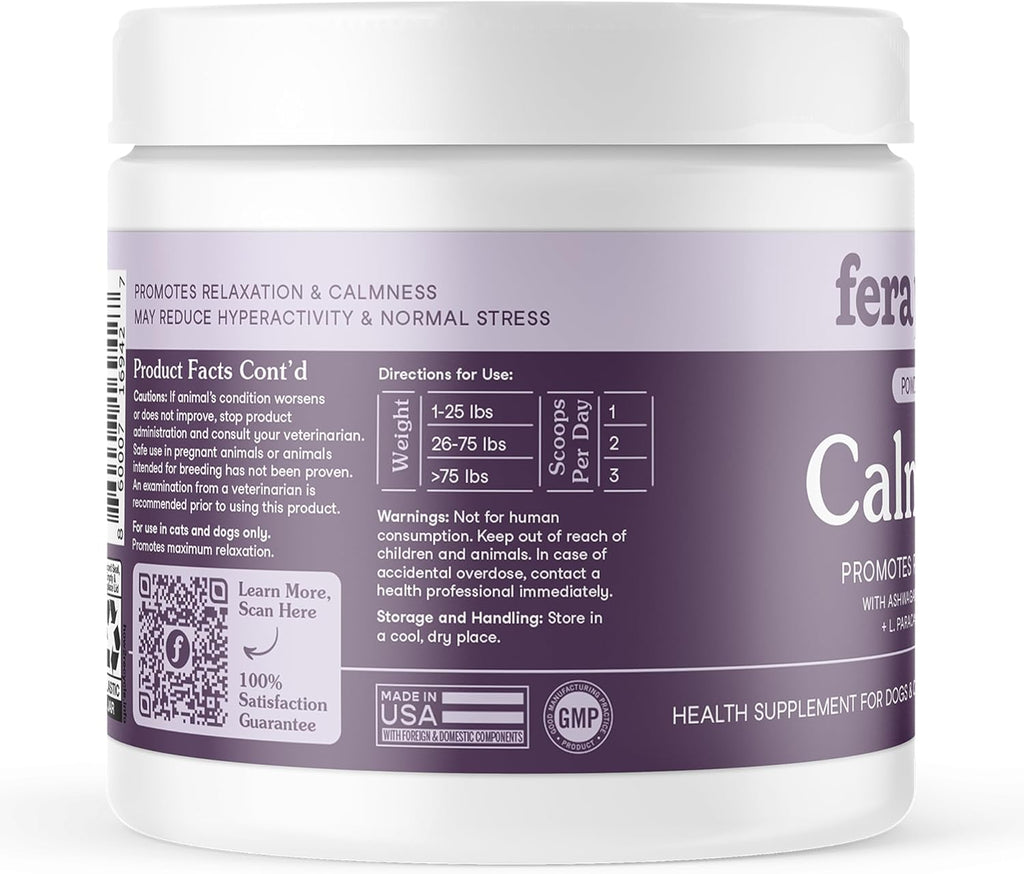 Fera Pets Dog & Cat Calming Supplement - Pet Relaxation Powder, 60 Scoops