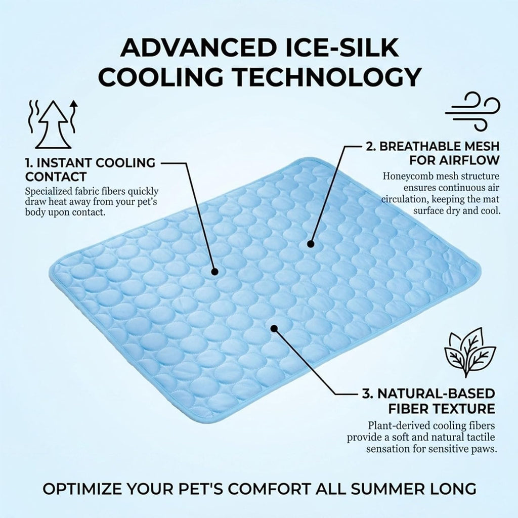 Pet Cooling Mat, ICY nap Dog mat, Portable Washable Ice Silk Cooling Pad for Dogs Cats, Breathable Foldable Mat for Large Small Dogs, Summer Cool Mat for Kennel Floor Car Sofa(Blue,XX-Large)