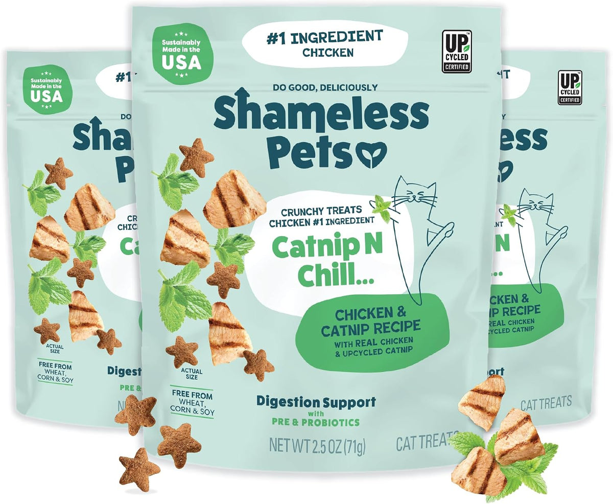 Shameless Pets Crunchy Cat Treats - Catnip N Chill, 3-Pk