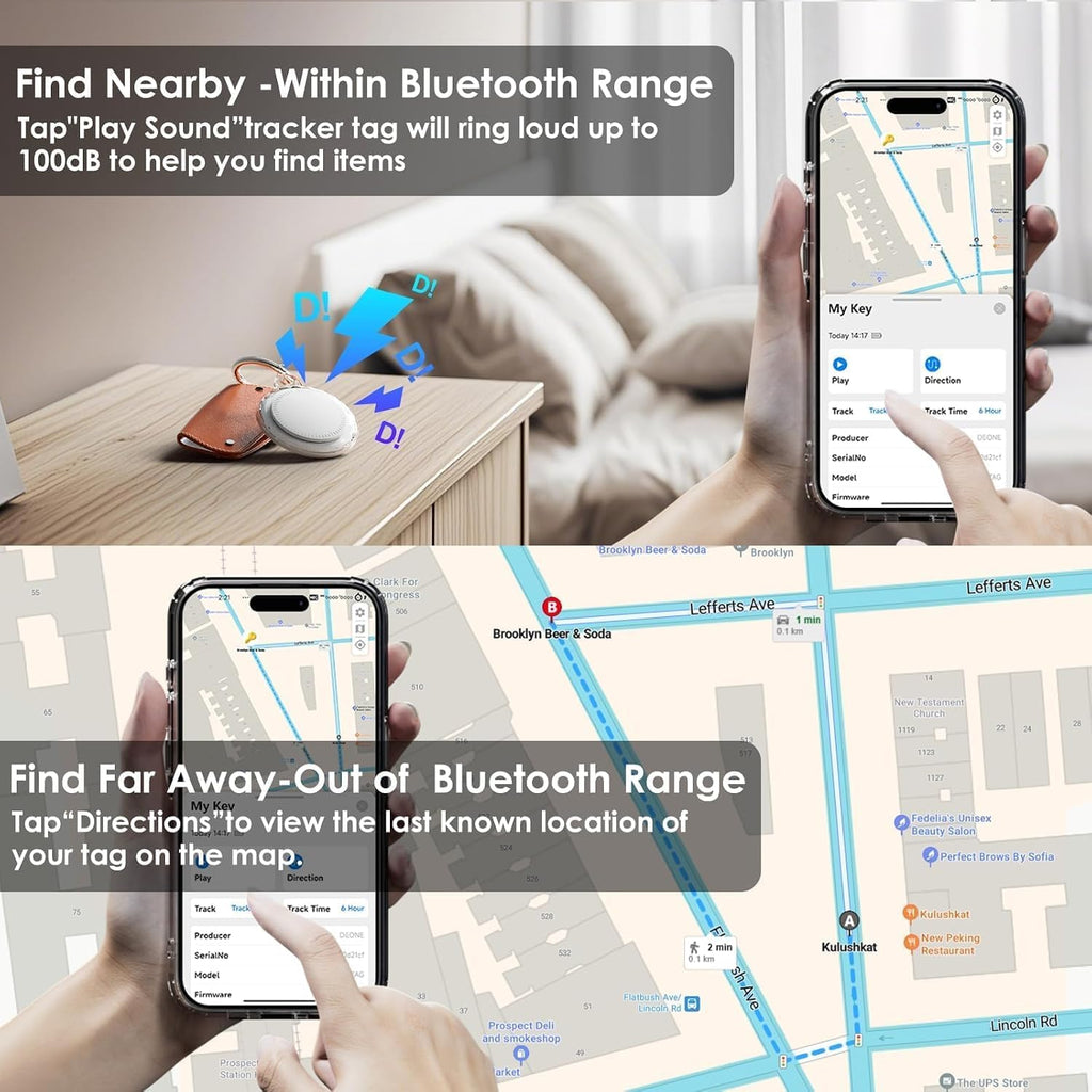GPS Tracker Tags-4 Pack,Bluetooth Tracker Tags Works with Apple Find My APP (iOS Only, Not for Android),Smart Tag with Keychain/Lanyard,Item Finders Tracker for Key, Luggage, Wallet,Bags,Pets (4Pack)