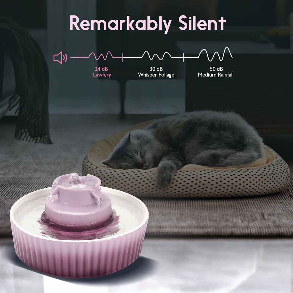 Lawfery Ceramic Cat Water Fountain, 2.1L/71oz Cupcake Pet Fountain