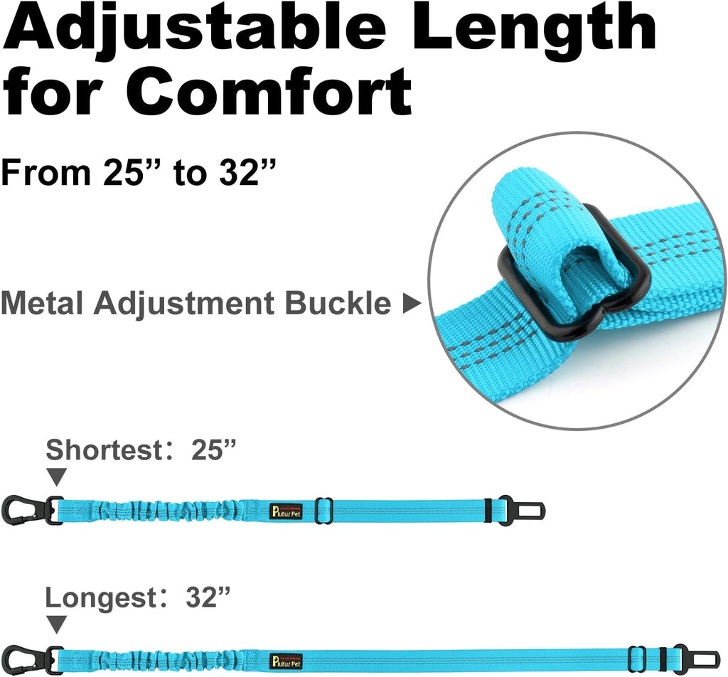 Plutus Pet Dog Seat Belt for Car, Adjustable Harness with Elastic Bungee