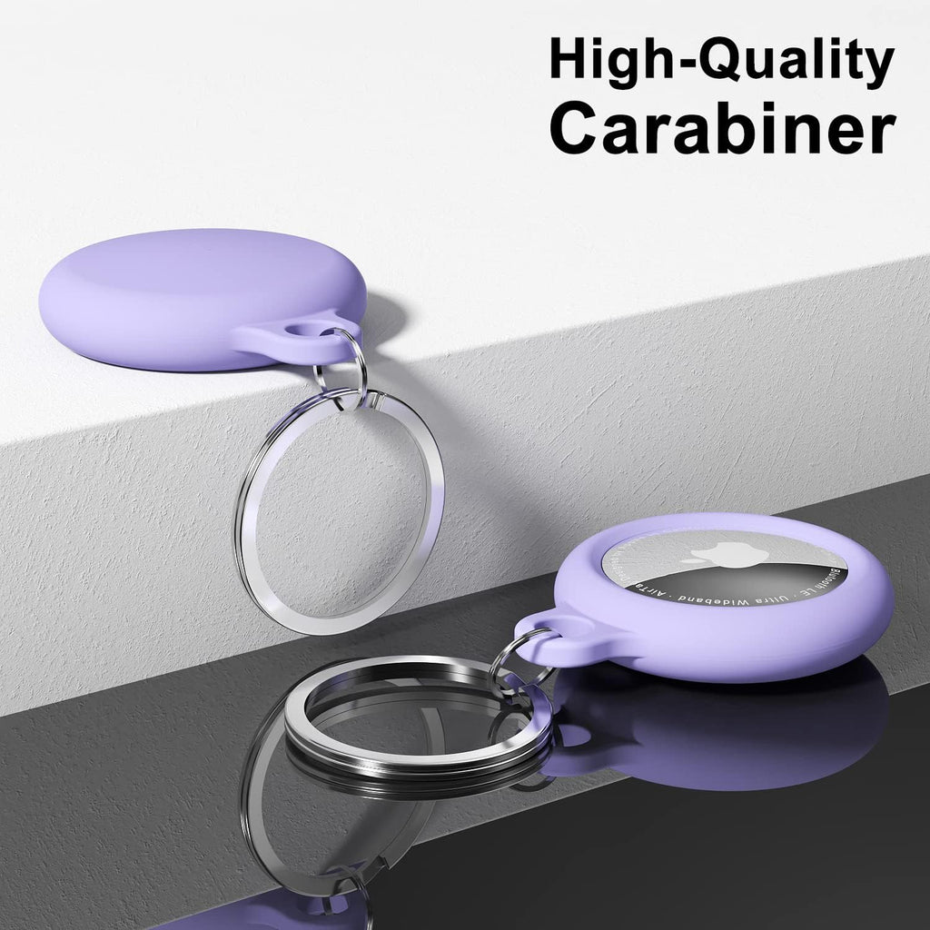 oakxco for Airtag Keychain Silicone, Airtag Holder with Key Ring, Air Tag Cover Cute Accessories for Kids, Luggage, Car Dog Collar, Car, Compatible with Apple Airtag Case Waterproof Tracker, Lavender