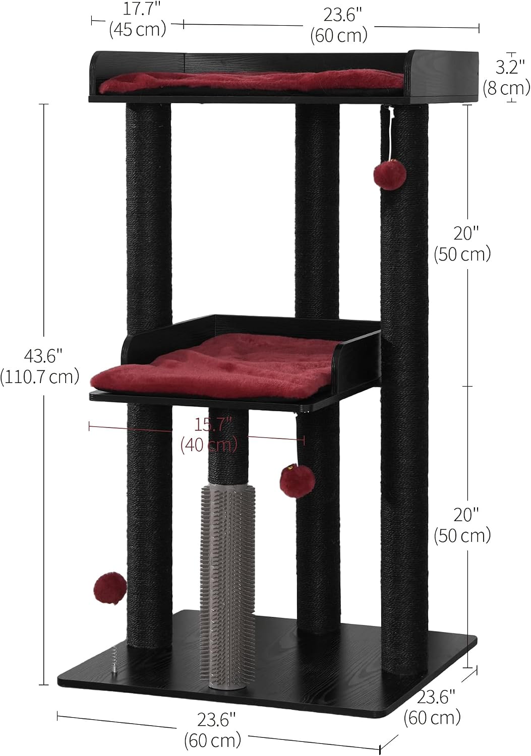FourFurPets 43.7" Modern Cat Tree, Cat Tower for Large Cats, Wood Cat Tree