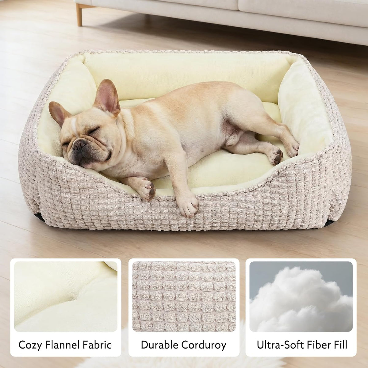 MIXJOY Dog Beds for Medium Dogs Washable, Rectangle Pet Bed Medium Size Dog, Orthopedic Sleeping Pet Sofa Bed, Soft Calming Cat Beds for Indoor Cats, Anti-Slip Bottom with Multiple Size