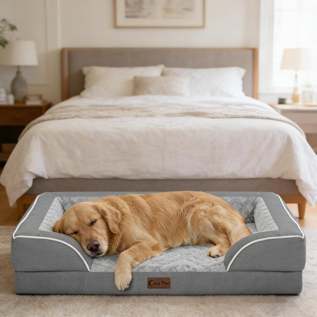 Orthopedic Washable Dog Bed for Extra Large Dogs, 42x30in, Grey
