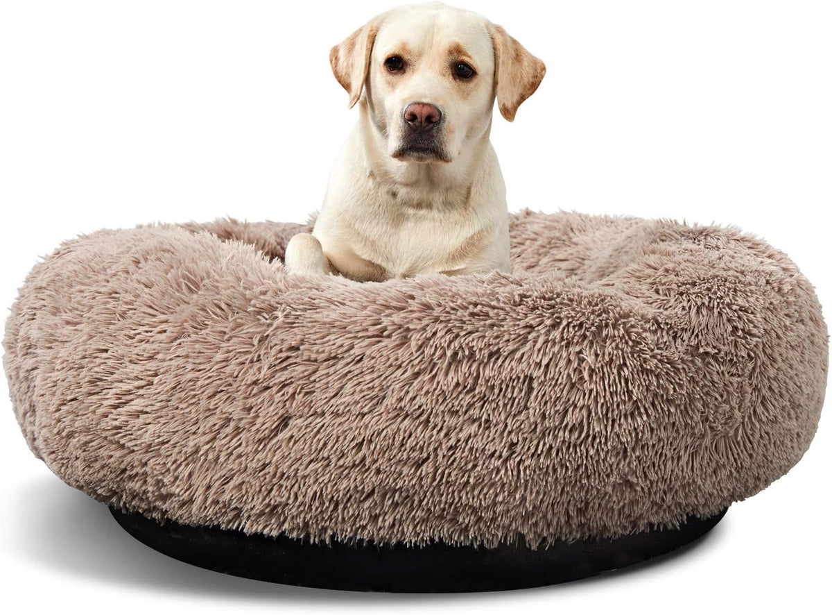 Washable Dog Round Bed - XLarge Donut Dog Bed, Comfy Calming Cuddler