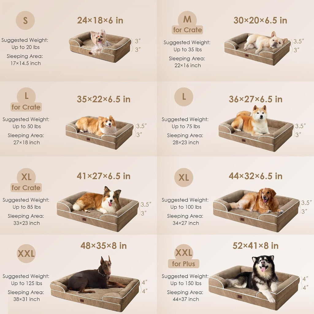 EHEYCIGA Orthopedic Dog Beds Large Sized Dog, Waterproof Washable Pet Bed