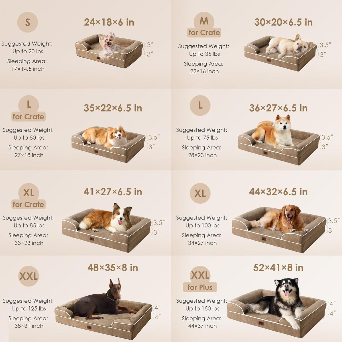 EHEYCIGA Orthopedic Dog Beds Large Sized Dog, Waterproof Washable Pet Bed