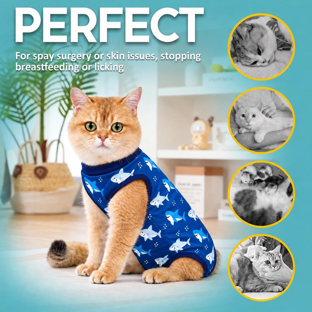 Avont Cat Recovery Suit - Kitten Onesie for Cats After Surgery