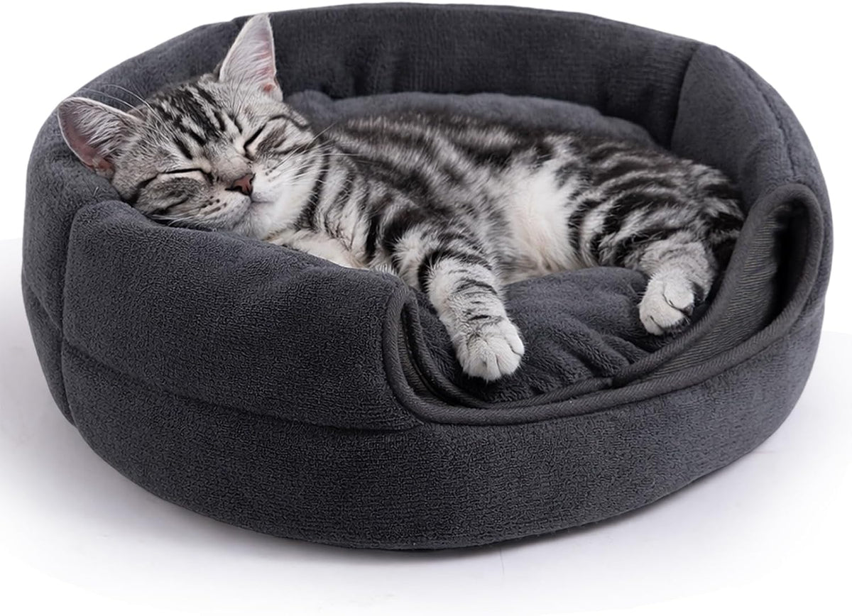 Hollypet Cat Bed Cave for Indoor Cats for Pets up to 15 lbs, Gray