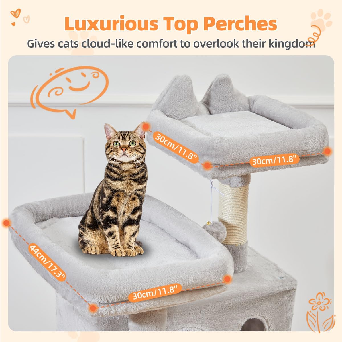 Taoqimiao Sturdy Cat Tree, 58In Cat Tower for Indoor Cats Large Adult