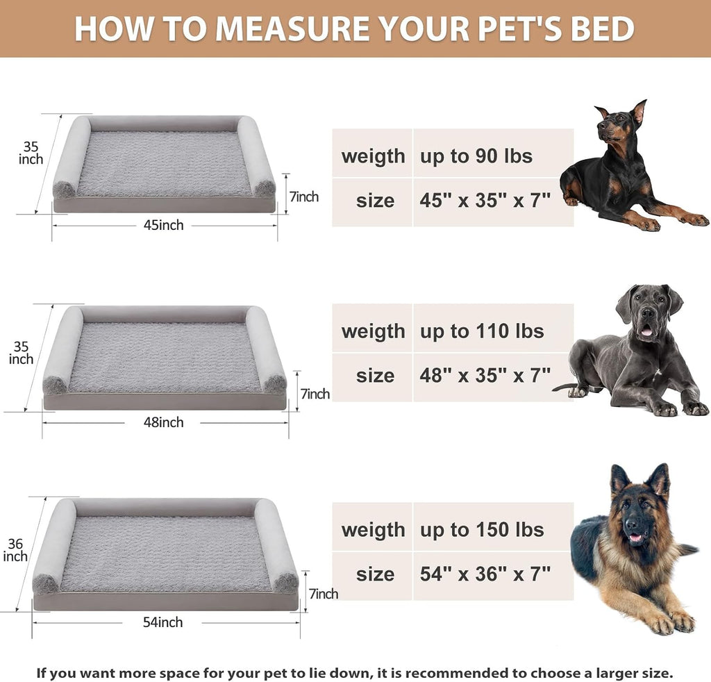 BFPETHOME Orthopedic Washable XXL Dog Bed for Senior Dog Cozy Sleep