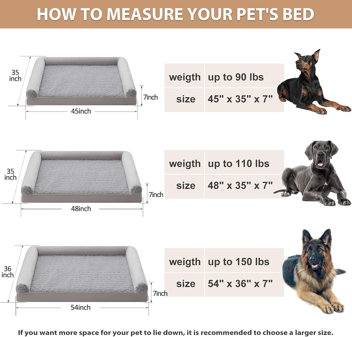 BFPETHOME Orthopedic Washable XXL Dog Bed for Senior Dog Cozy Sleep