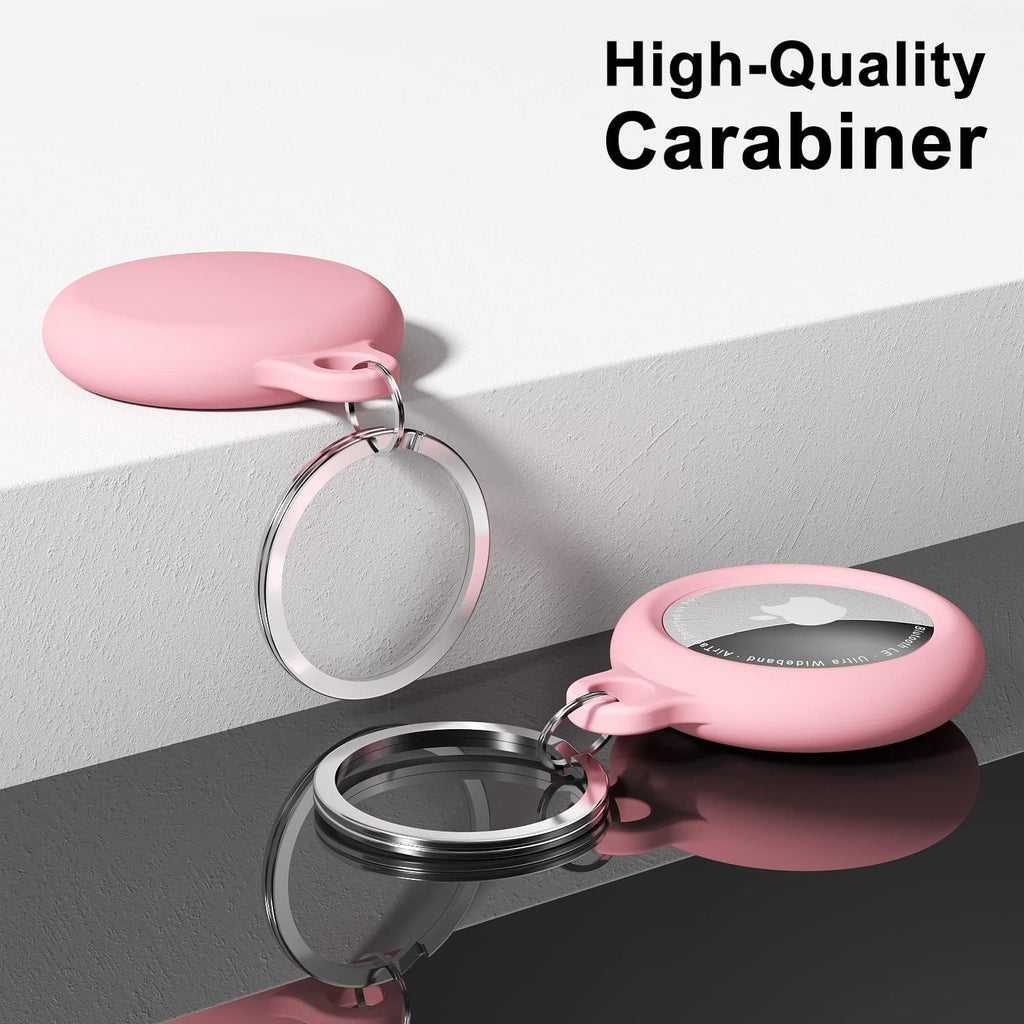 oakxco for Airtag Keychain Silicone, Airtag Holder with Key Ring, Air Tag Cover Cute Accessories for Kids, Luggage, Car Dog Collar, Car, Compatible with Apple Airtag Case Waterproof Tracker, Pink