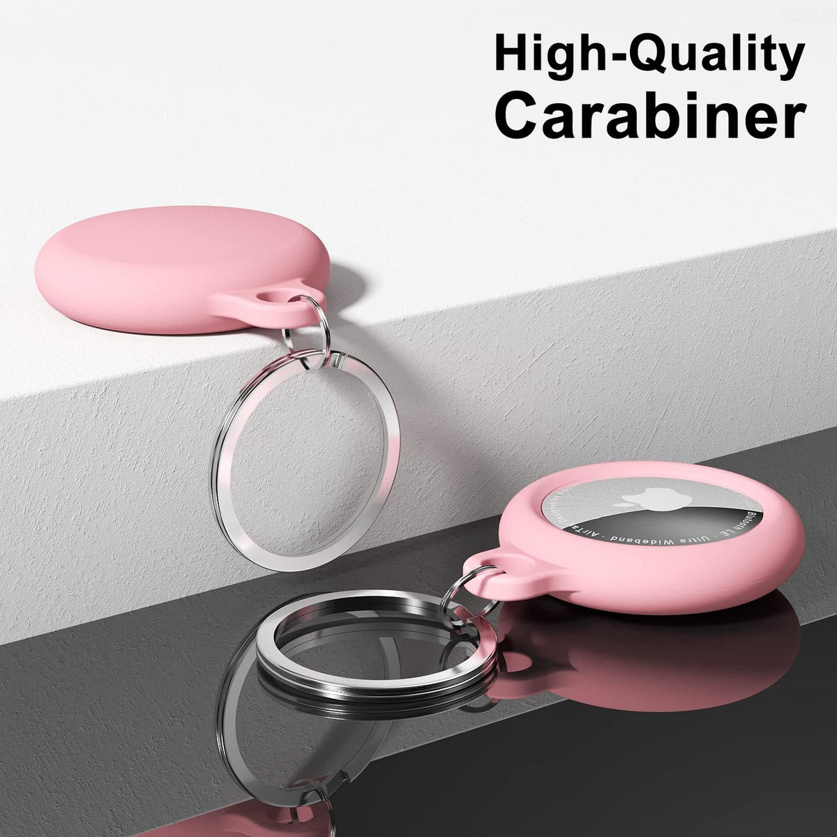 oakxco for Airtag Keychain Silicone, Airtag Holder with Key Ring, Air Tag Cover Cute Accessories for Kids, Luggage, Car Dog Collar, Car, Compatible with Apple Airtag Case Waterproof Tracker, Pink