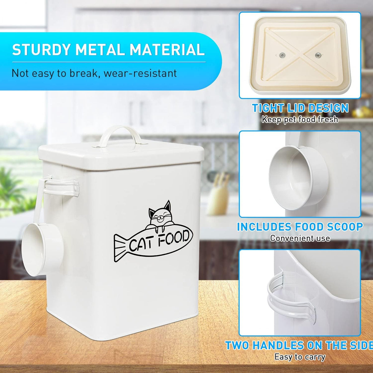 Vumdua Dog and Cat Food Storage Container, Farmhouse Pet Food Containers with Lid and Dry Food Scoop, Durable Airtight Great Gift for Pet Owners 