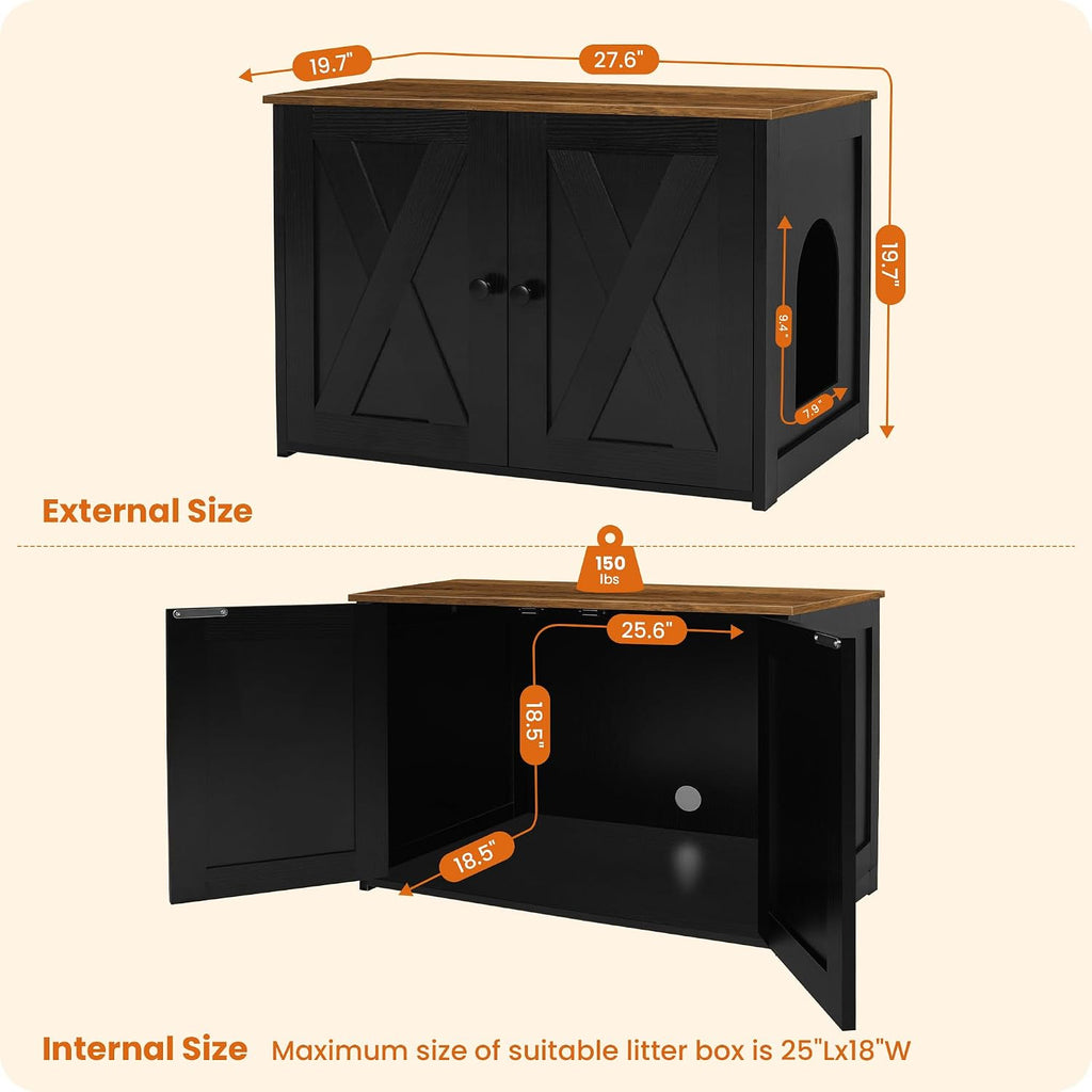 Dwanton Cat Litter Box Enclosure, Hidden Litter Box Furniture, 27.6 Inches