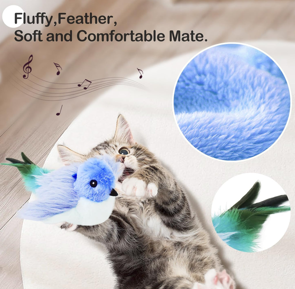 Migipaws Interactive Flapping Bird Cat Toy, Blue