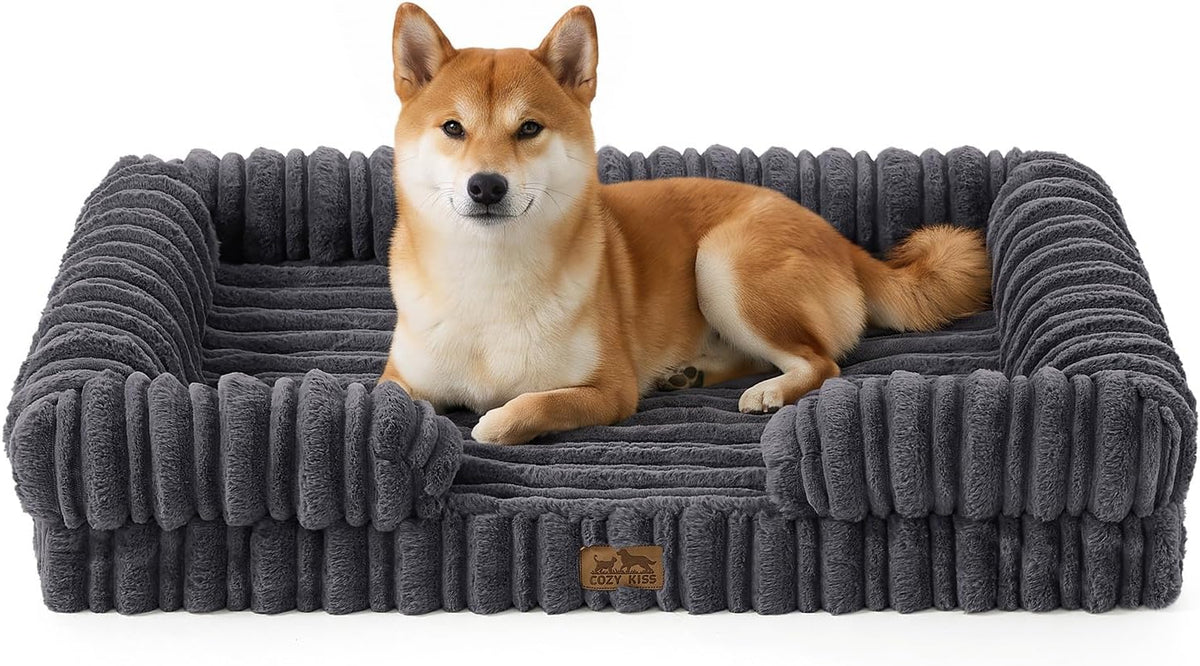 COZY KISS Orthopedic Warming Dog Beds Large Sized Dog, 36“, L, Dark Gray