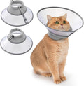 Avont Soft Mesh Cat Cone, Adjustable Anti-Lick E-Collar (Grey M)