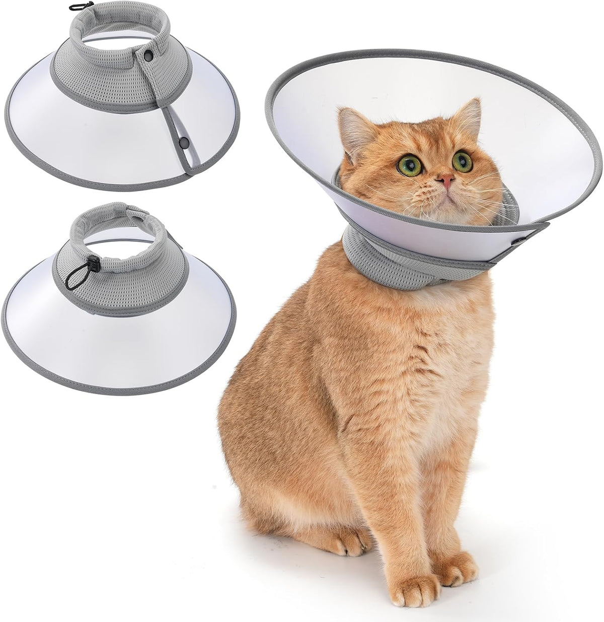 Avont Soft Mesh Cat Cone, Adjustable Anti-Lick E-Collar (Grey M)