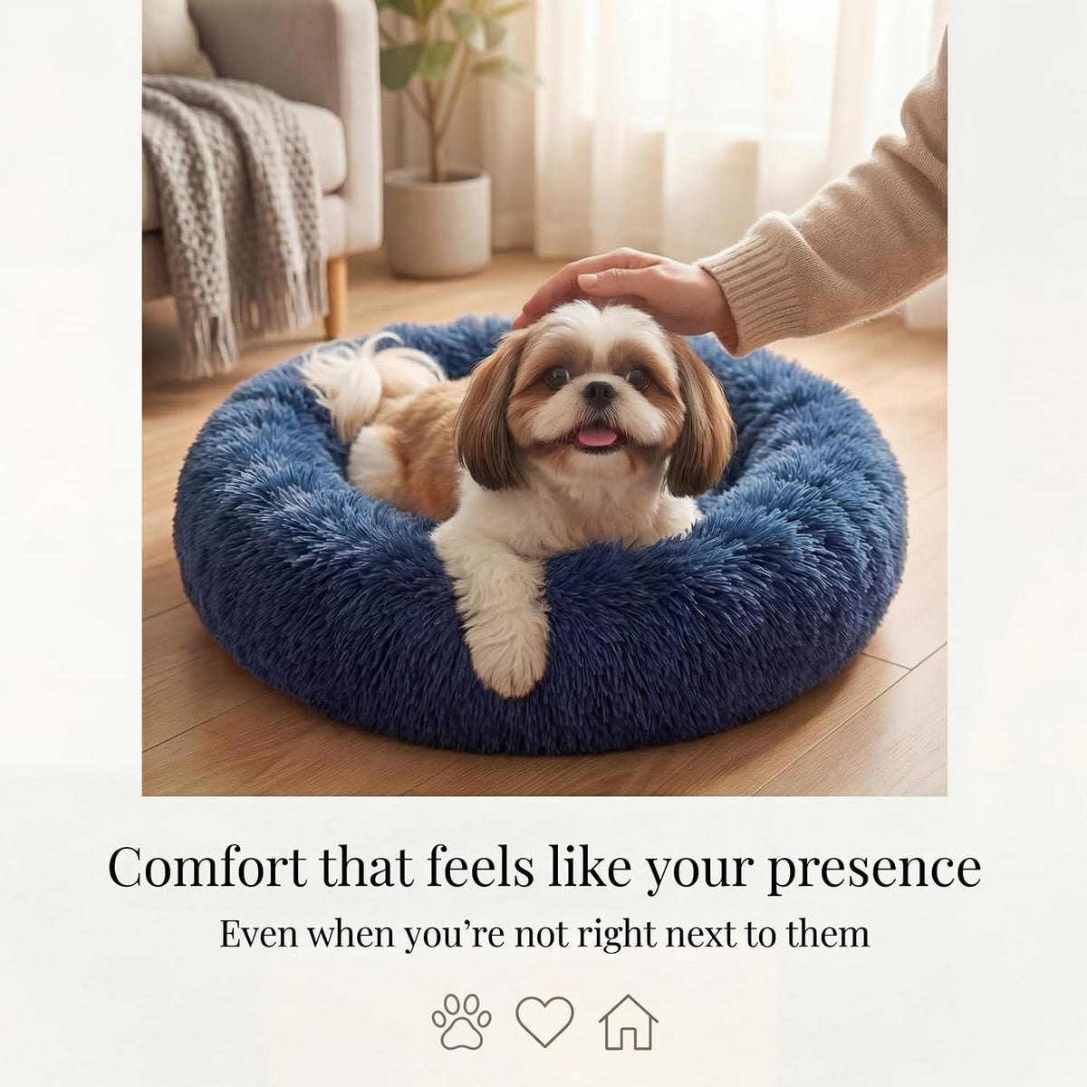 nononfish Plush Dog Bed for Small Dogs,Soft Calming Donut Bed