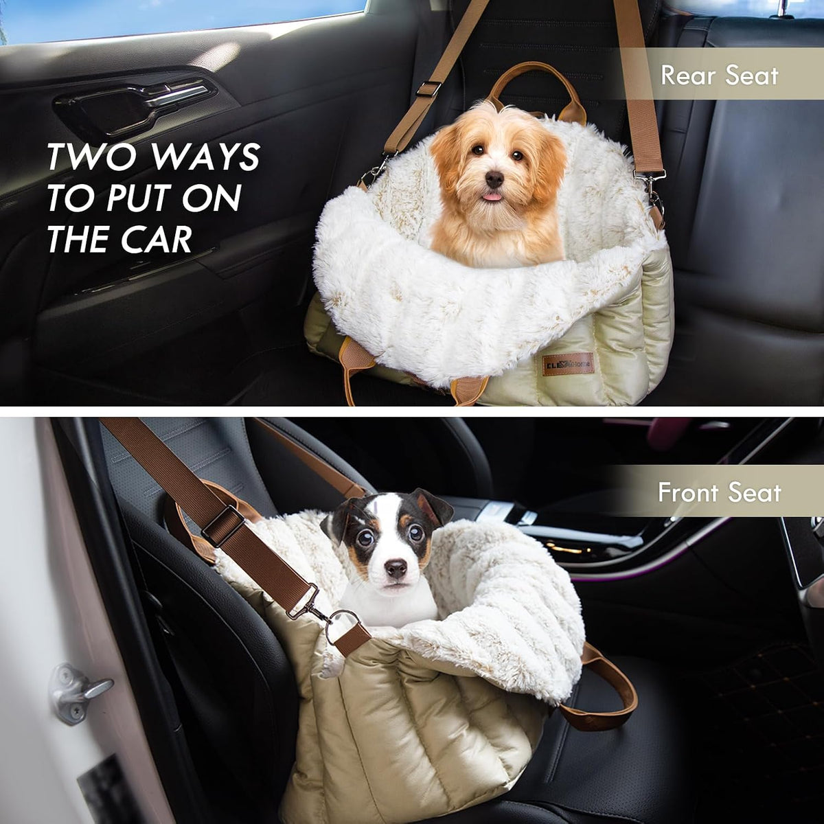 ClevaHome Small Dog Car Seat, Cozy Fleece Dog Carriers for Small Dogs