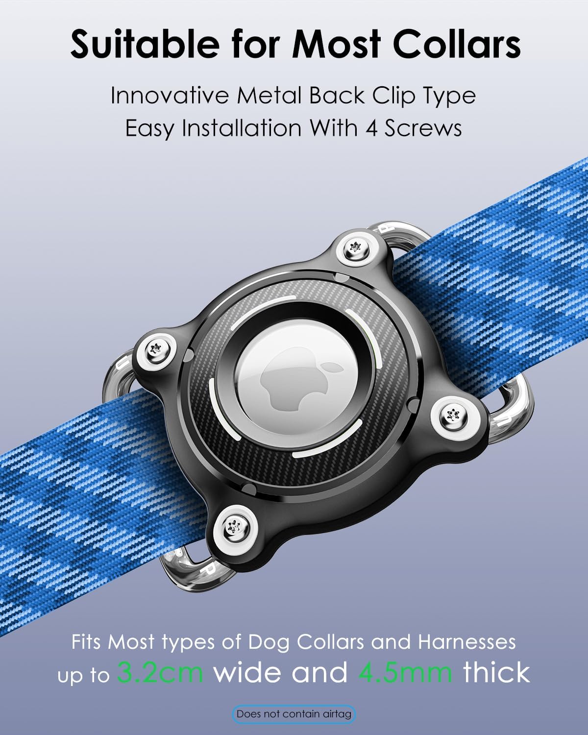 SCALLOP for Airtag Holder for Dog Collar - IP68 Waterproof Airtag Dog Collar Holder with Removable Metal Clip, Sturdy TPU for Apple Airtag,Fits 0.7-1.3" Width Medium Large Collars