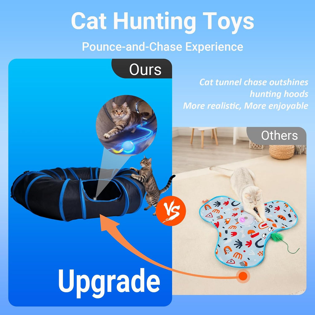 Interactive Cat Toy, Motion-Activated Ball in Round Cat Tunnel
