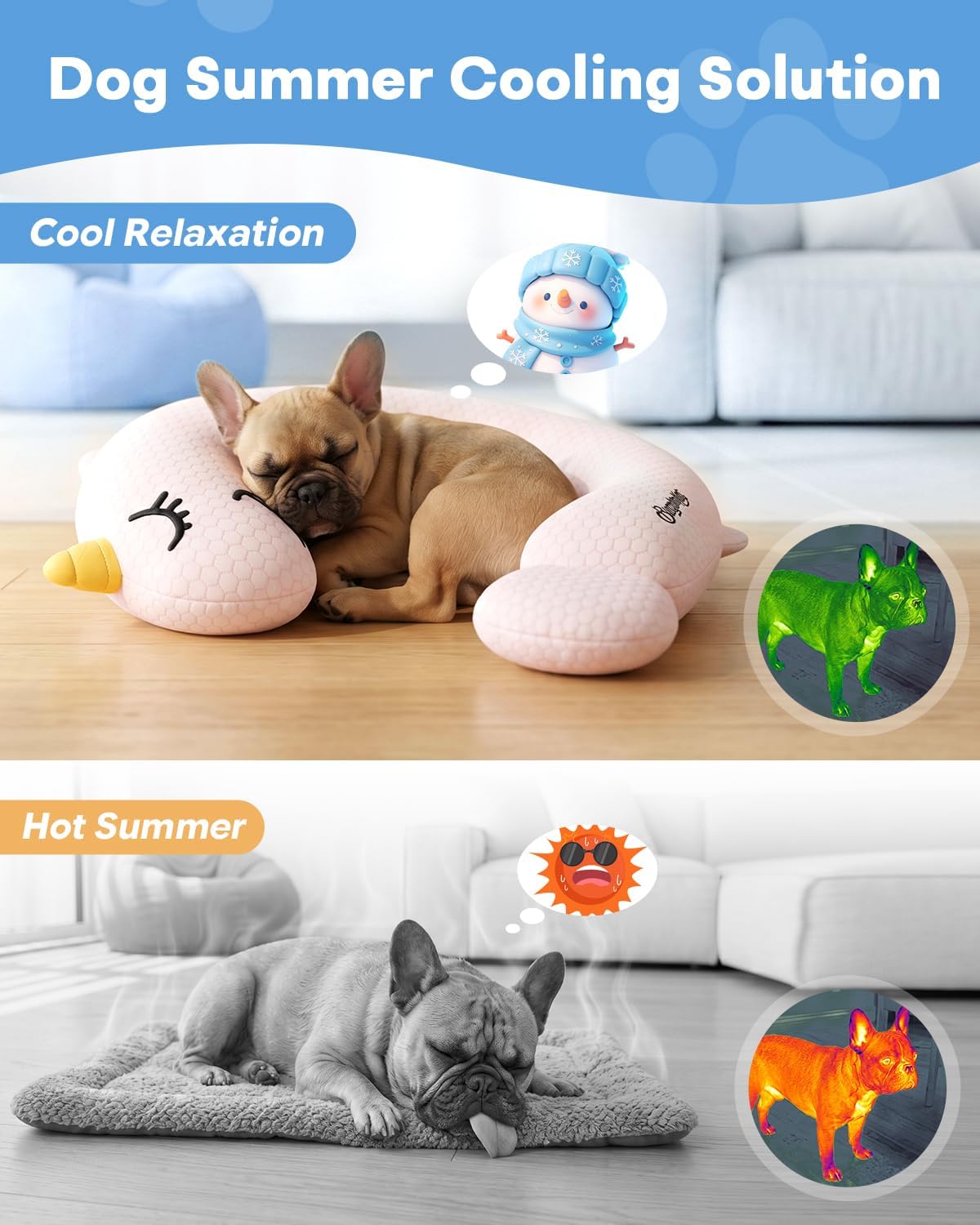 BurgeonNest Cooling Small Dog Pillow for Puppies and Cats,(Cool Pink, Large)