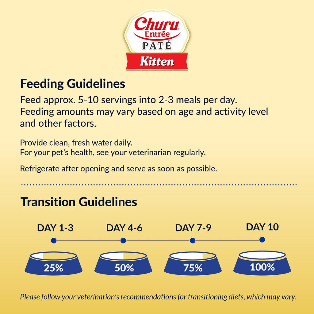 INABA Churu Entree Pate Kitten Wet Cat Food Cup, Tuna, 6ct