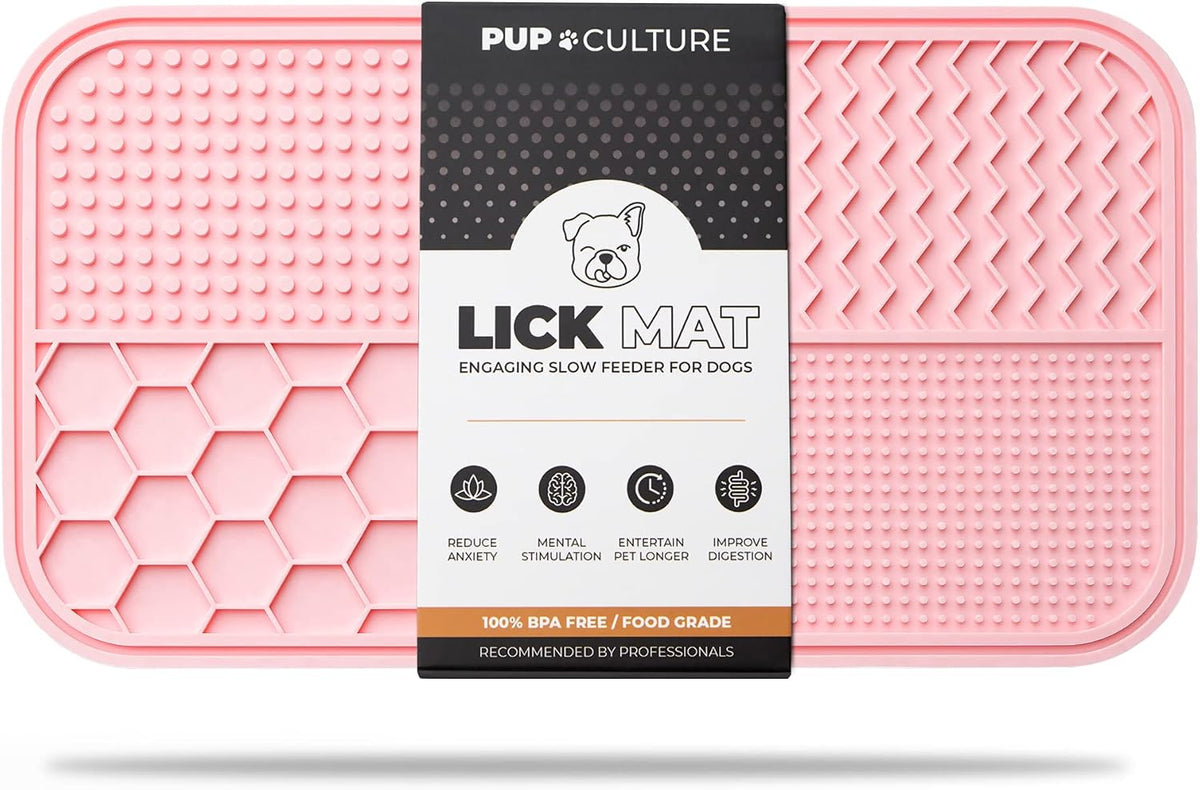 Pup Culture Dog Lick Mat for Dogs, Feeding Pad for Anxious Pets Plus 4 Different Puzzles for Mental Stimulation for Dogs - Supports Mental, Dental, and Digestive Health, Bite Resistant and Heavy Duty