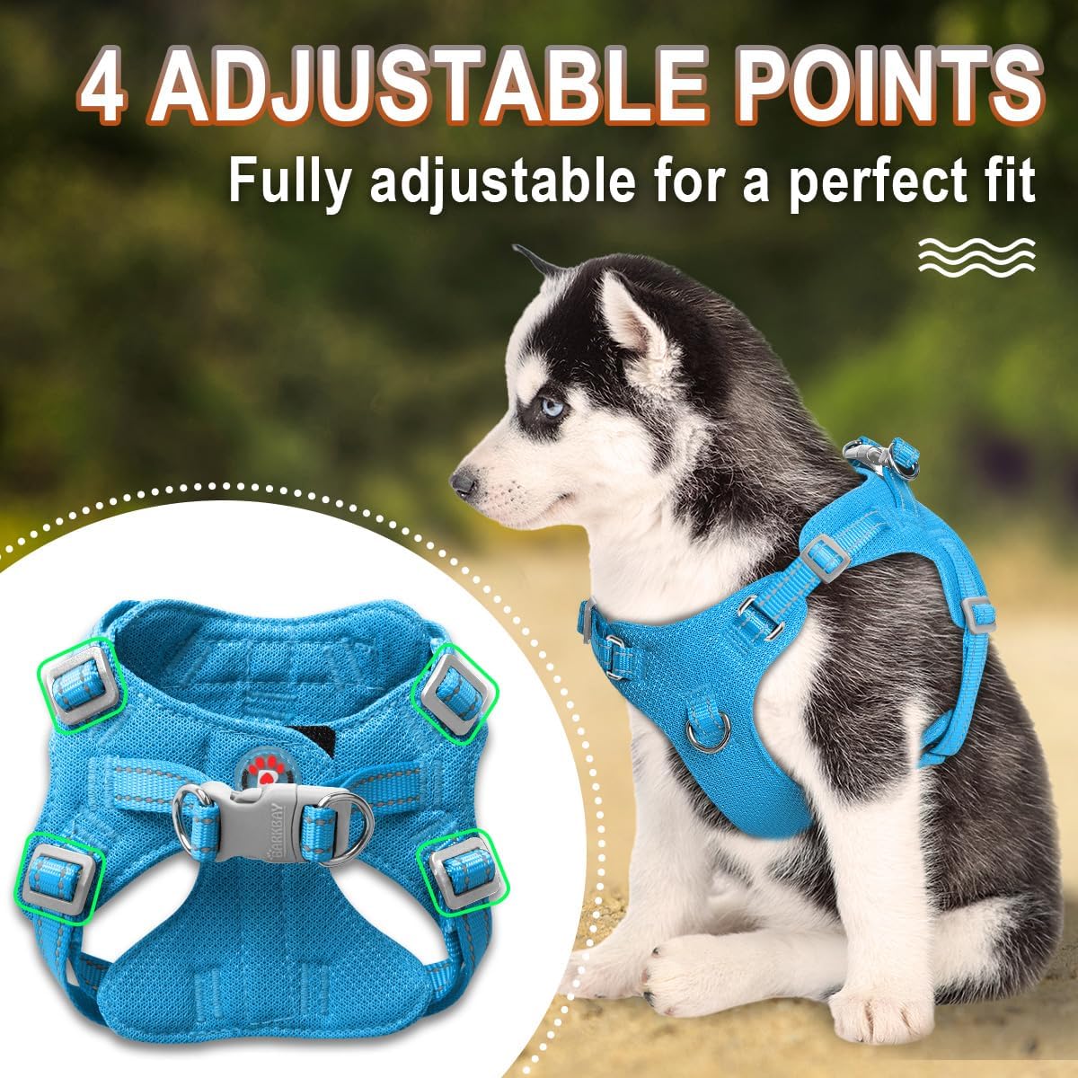 BARKBAY Small Dog Harness,No Pull Puppy Harness,Step-in Dog Vest