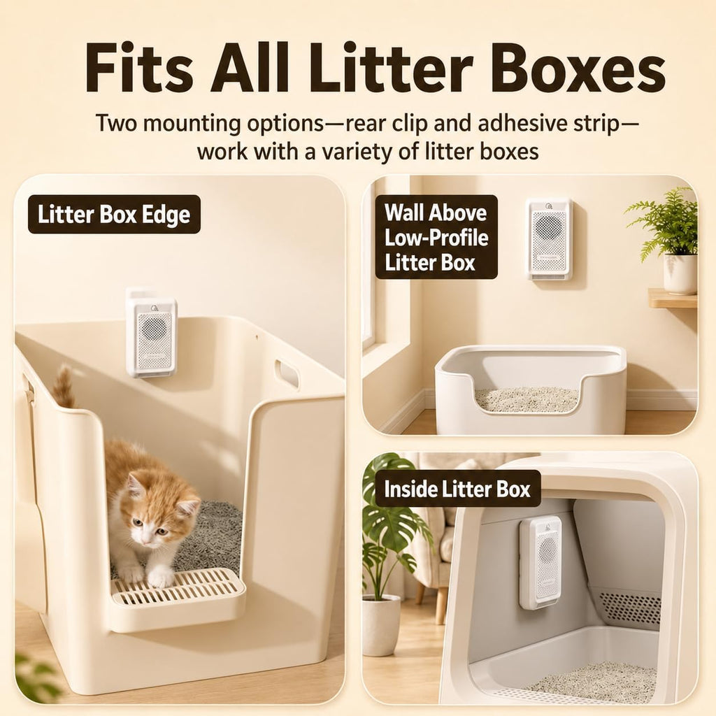 Cat Litter Deodorizer, Smart Odor Control for Cat Litter Box, Plant-based Cat Odor Eliminator, Rechargeable Pet Odor Eliminator with Plant-Based Oil, Safe & Quiet Air Freshener for Pet Homes
