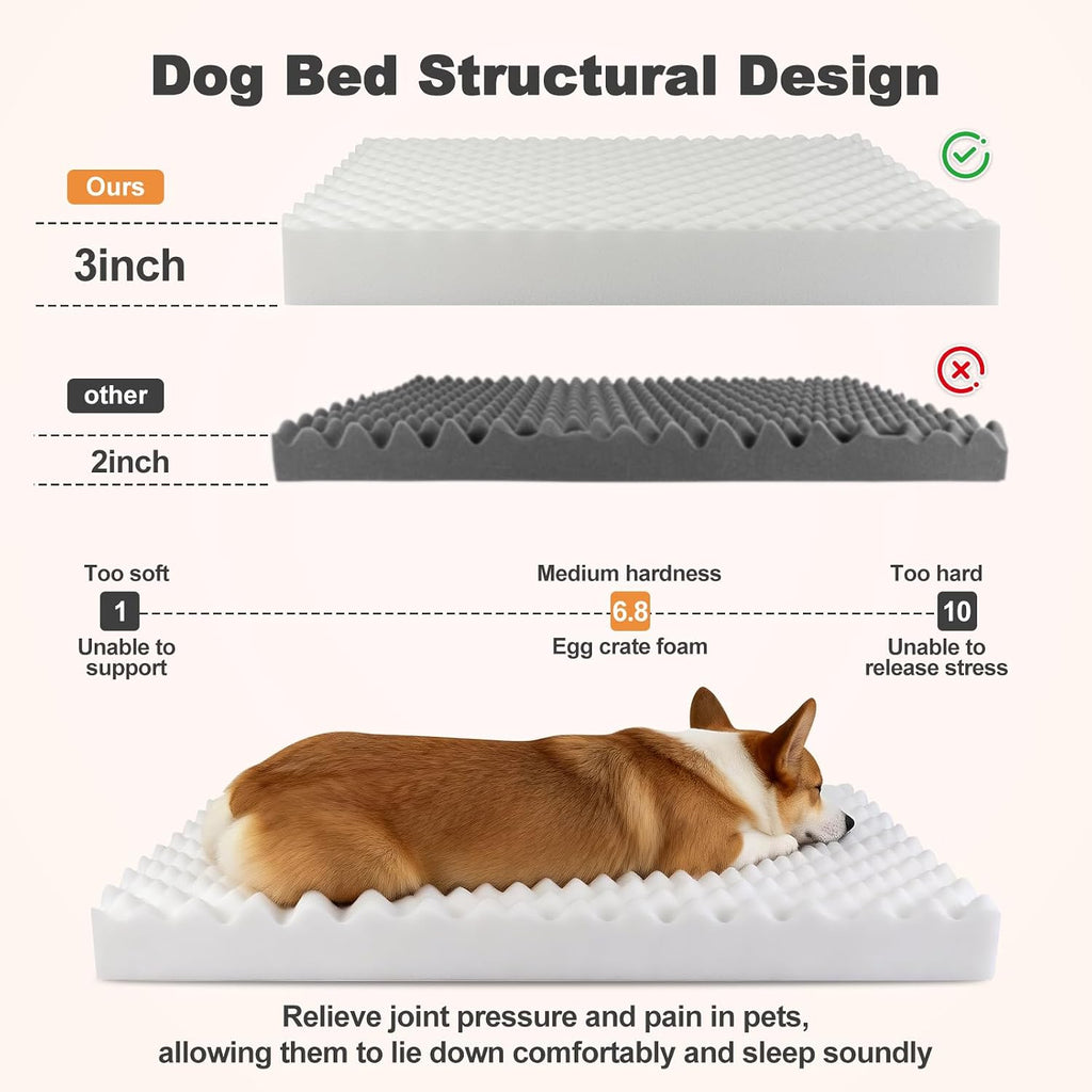 Washable Dog Bed Medium Size Dog,Orthopedic Crate Pads,36x27in Blue-Grey