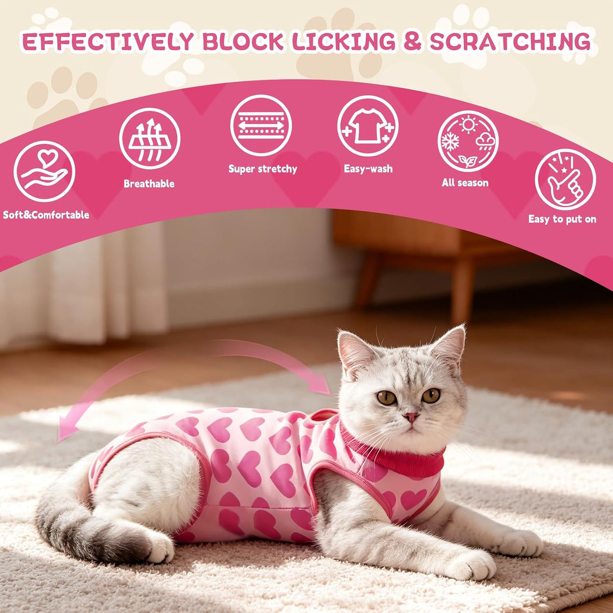 EMUST Cat Recovery Suit, Cat Surgery Recovery Suit Female for Wound Care