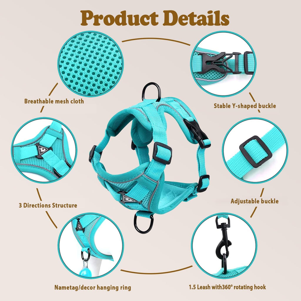 Cat Harness and Leash for Walking, Escape Proof Soft Adjustable Vest Harnesses for Cats (Emerald, M : Cat Weight 6.6-9.9 LB)
