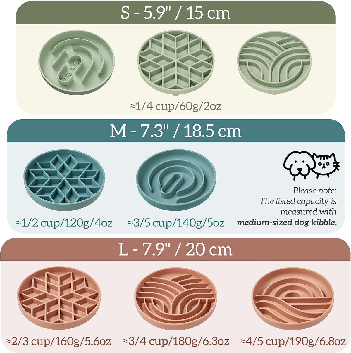 OHMO Slow Feeder Dog Bowl, 7.9" Lick Mat for Dogs, Diamond, Camo Green